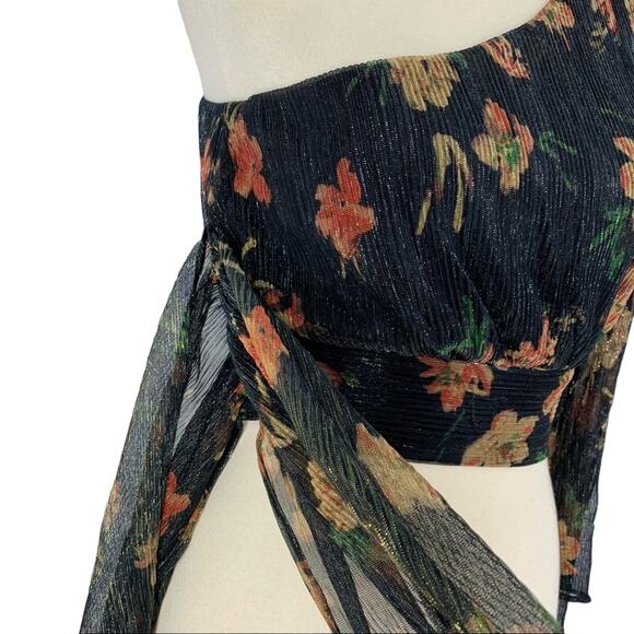 House of Harlow 1960 x Revolve Chiffon One Shoulder Top Women’s XXS Metallic - Picture 8 of 12